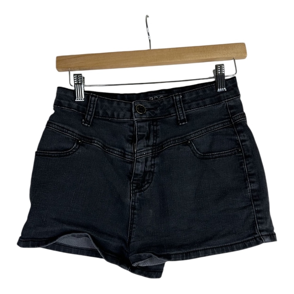 BDG Urban Outffiters Super High Rise Seam Shorts Black Flower Detail Size 27 W